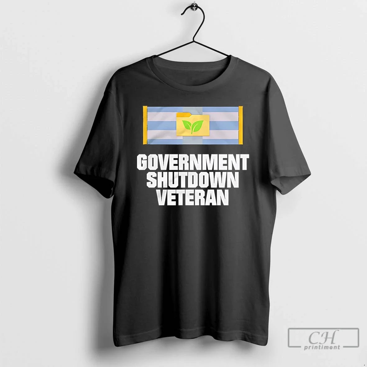 Premium Government Shutdown Ribbon Veteran Flag T Shirts