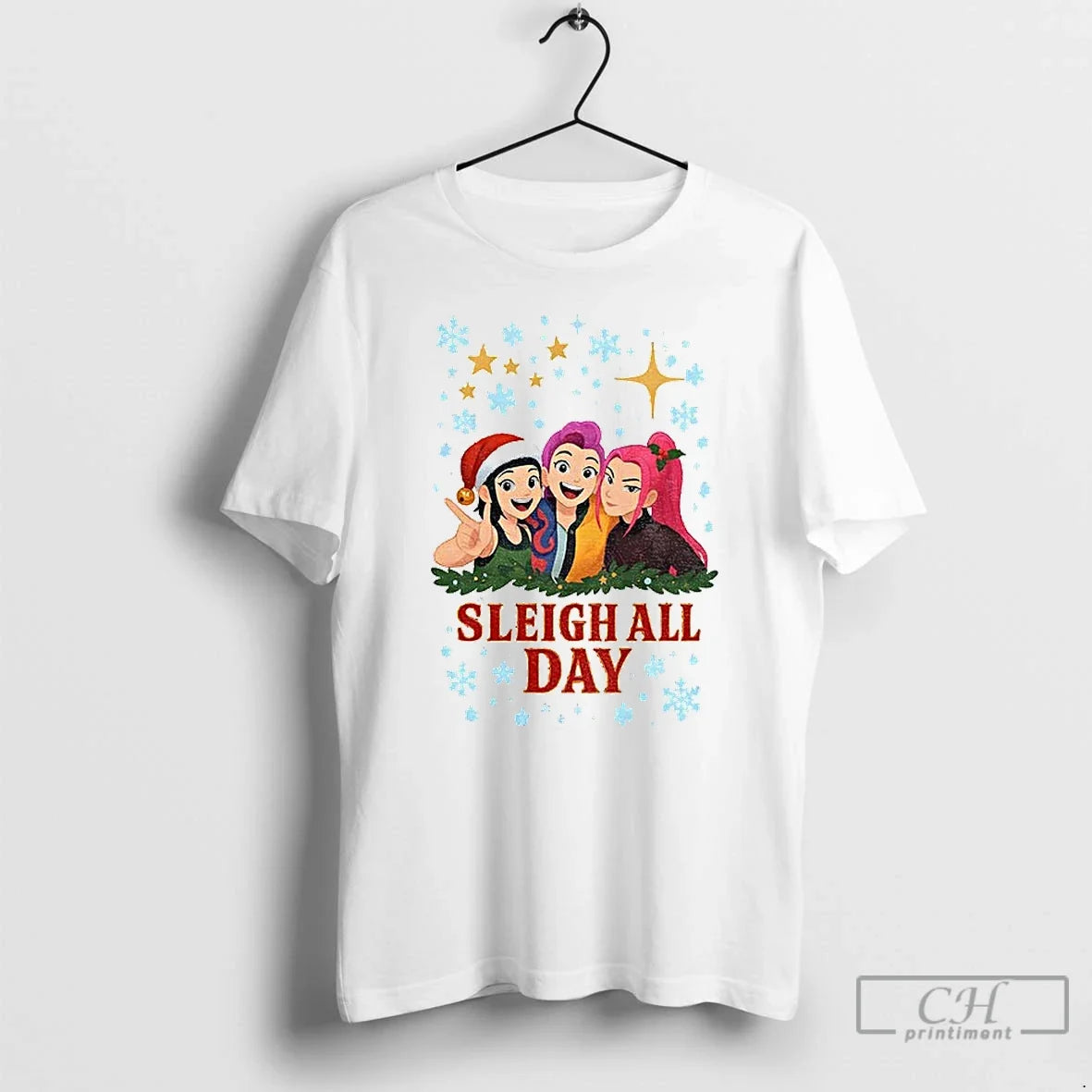 Premium Kpop Demon Hunter Huntrix Sleigh All Day Holiday Christmas T Shirts