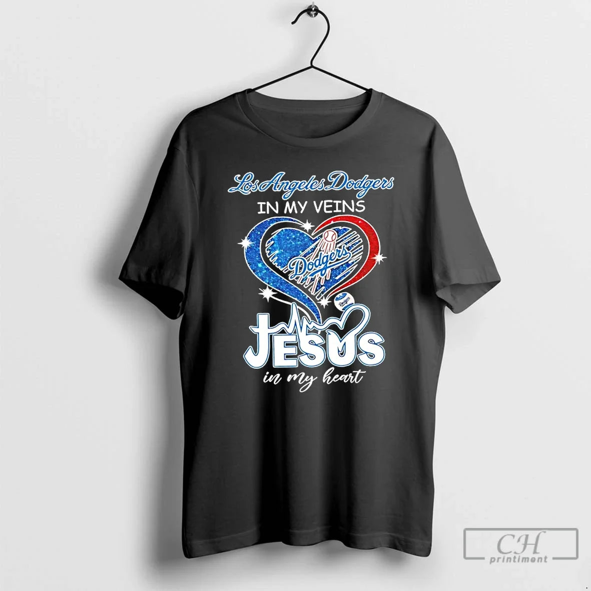 Los Angeles Dodgers In My Veins And Jesus In My Heart Diamond Heart