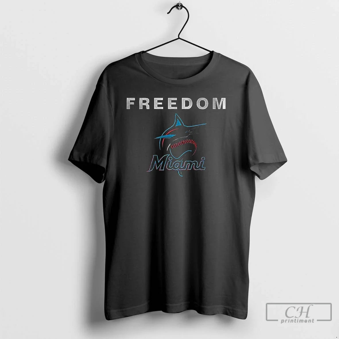 Premium Miami Marlins Baseball Freedom Logo T Shirts