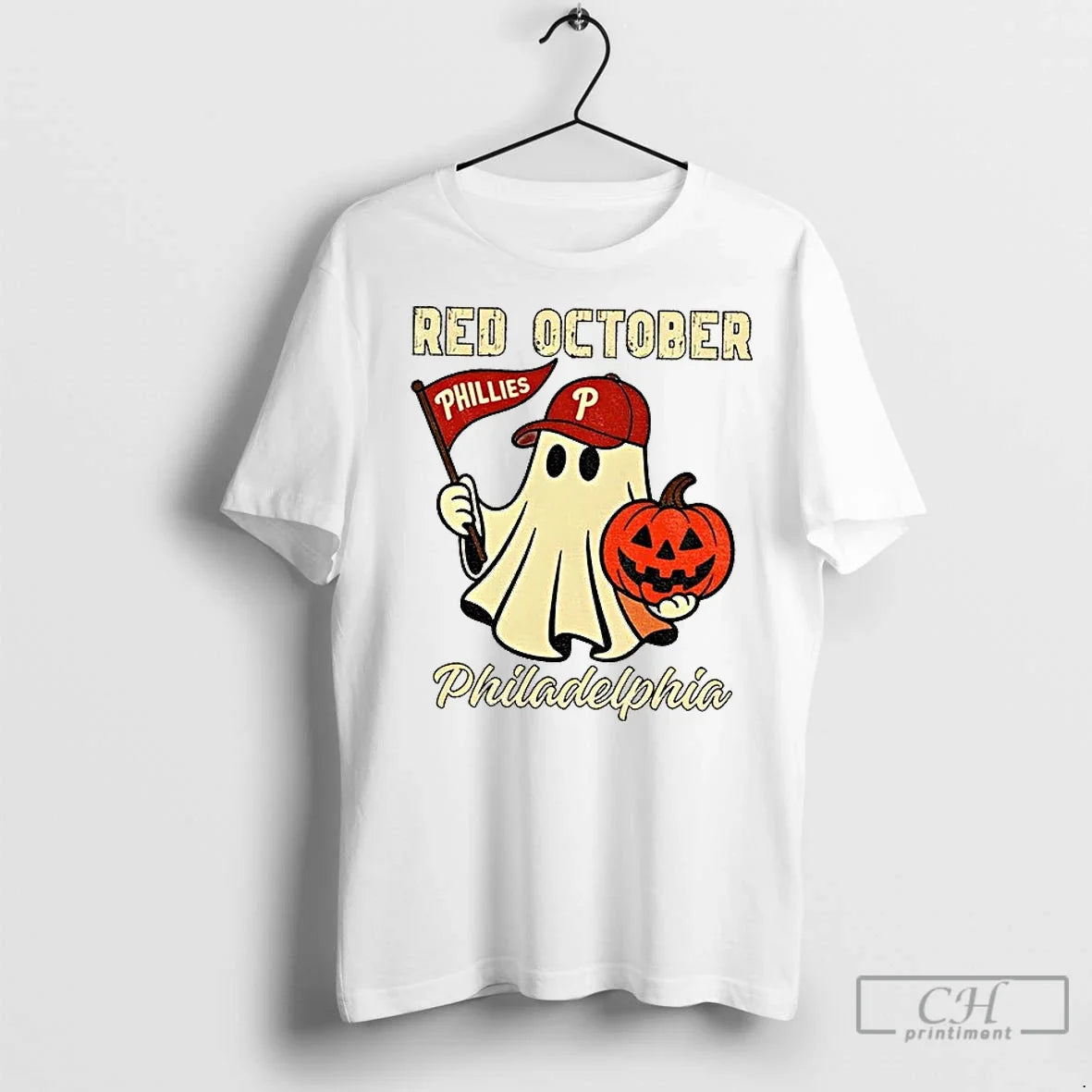 Premium Phillies Halloween Ghost Red October Spooky Baseball