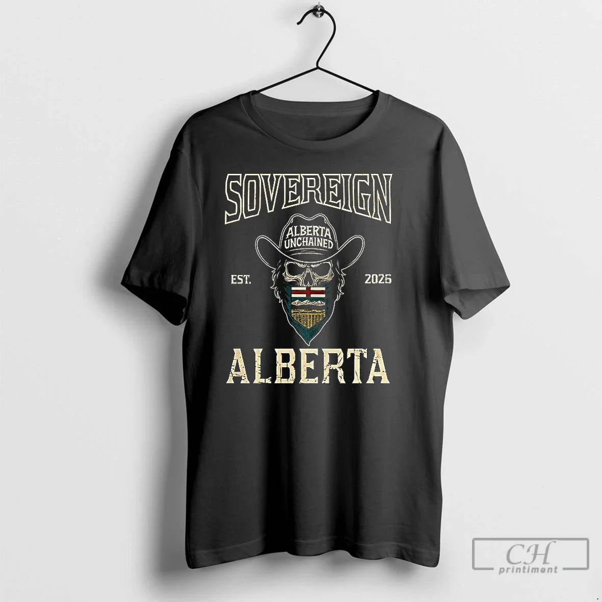 Premium Sovereign Alberta Unchained Est 2026 Skull T Shirts
