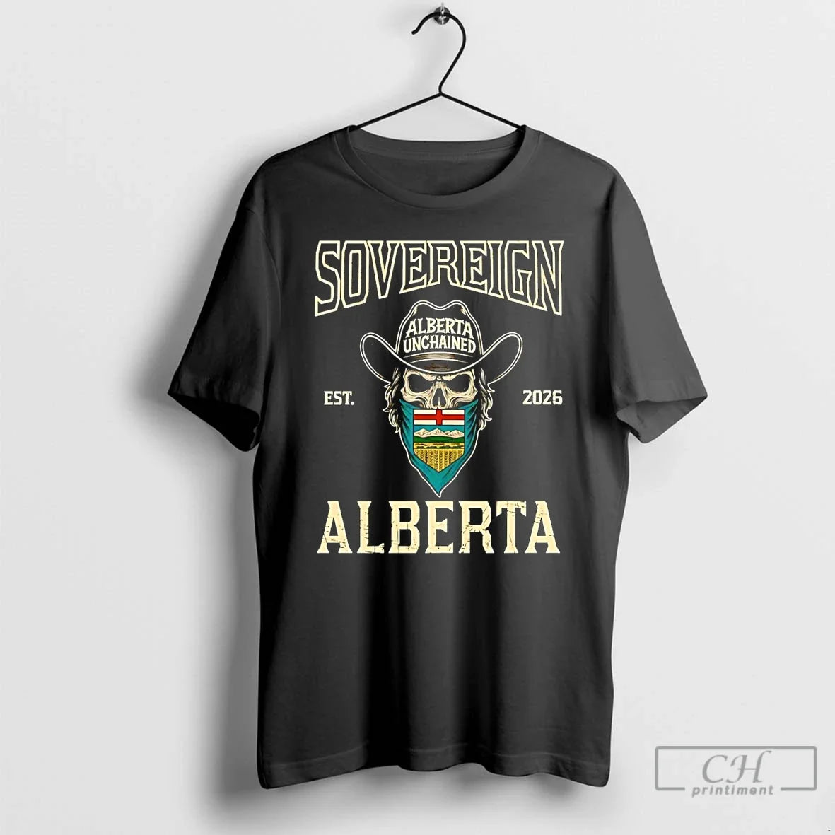 Premium Sovereign Skull Alberta Unchained Est 2026 T Shirts