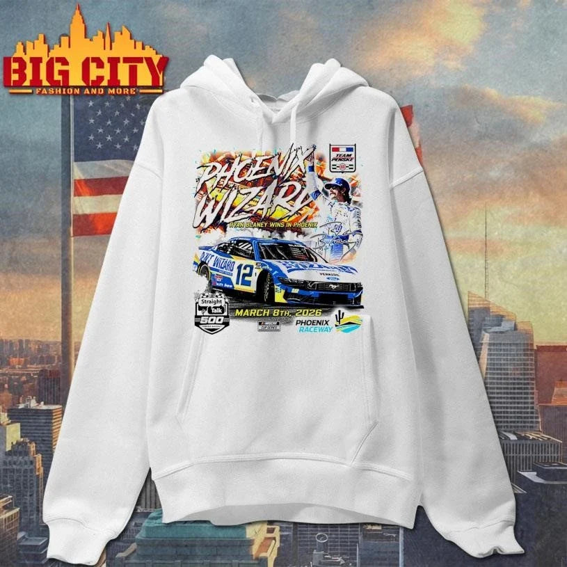 Ryan Blaney Team Penske White 2026 Straight Talk Wireless 500 Winner Shirt Unisex