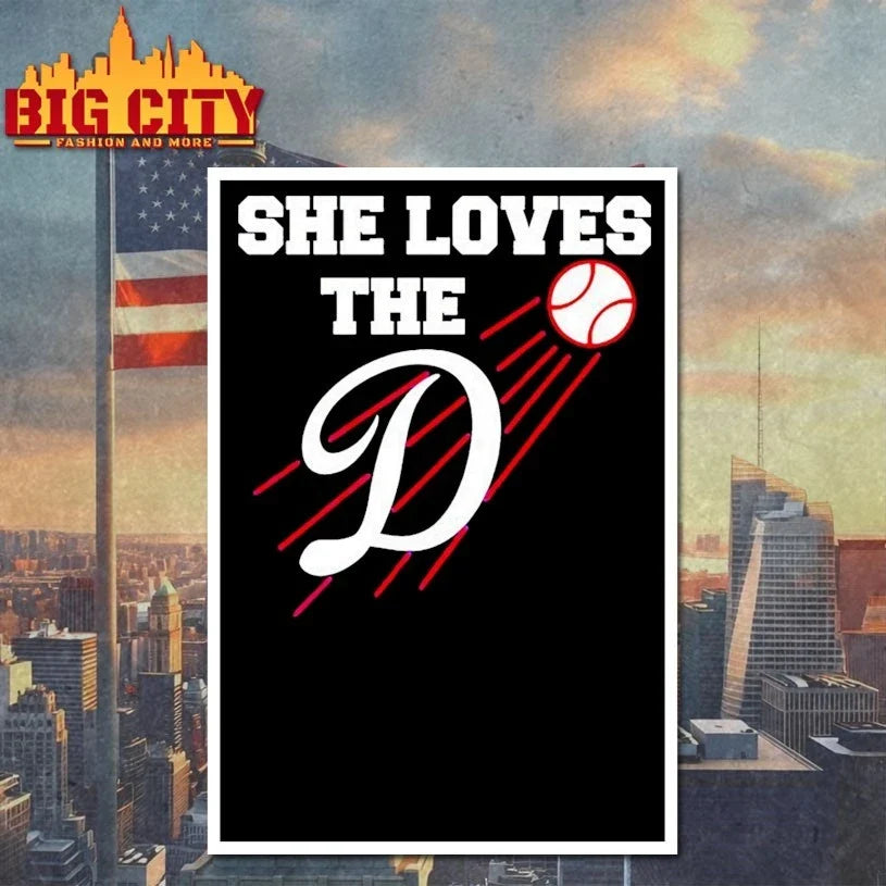 She loves the D style Los Angeles Dodgers baseball logo Unisex