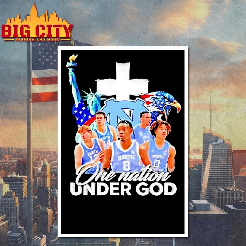 Statue Of Liberty Eagle And North Carolina Tar Heels Players One Nation Under God Shirt Unisex