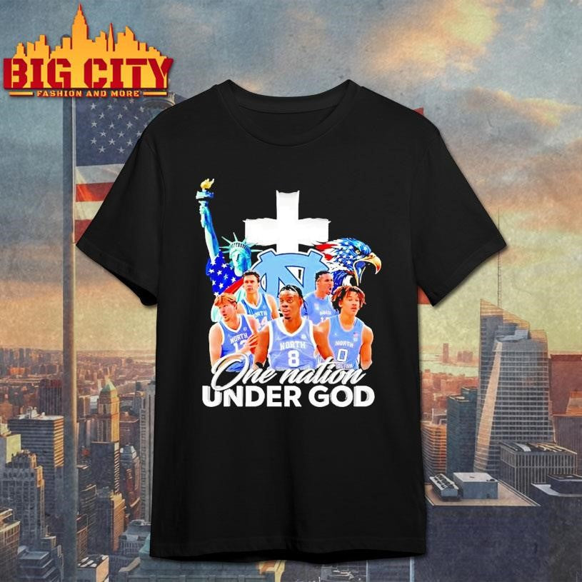 Statue Of Liberty Eagle And North Carolina Tar Heels Players One Nation Under God Shirt Unisex