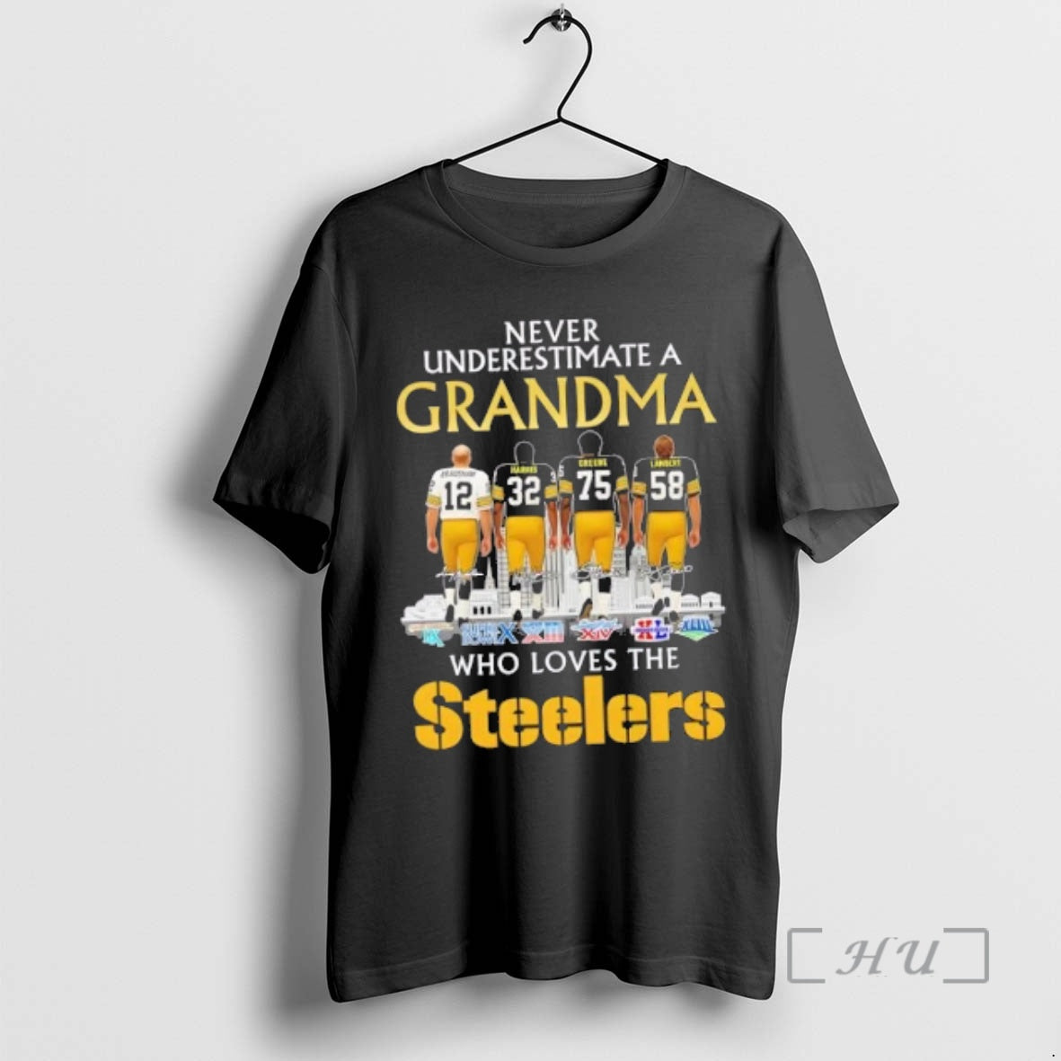 Trending Bradshaw Harris Greene Lambert Never Underestimate Grandma Who Loves Pittsburgh Steelers Skyline T-Shirts, Hoodie, Sweatshirt