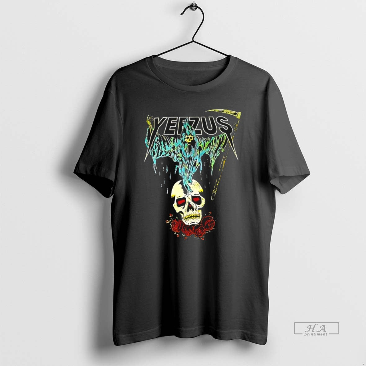 Trendy Kanye West Ye Yeezus Grim Reaper Skull And Roses