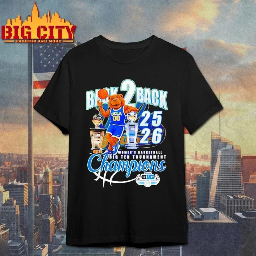 Ucla Bruins back 2 back 2025-26 Women’s Basketball Big Ten Tournament Champions mascot Shirt