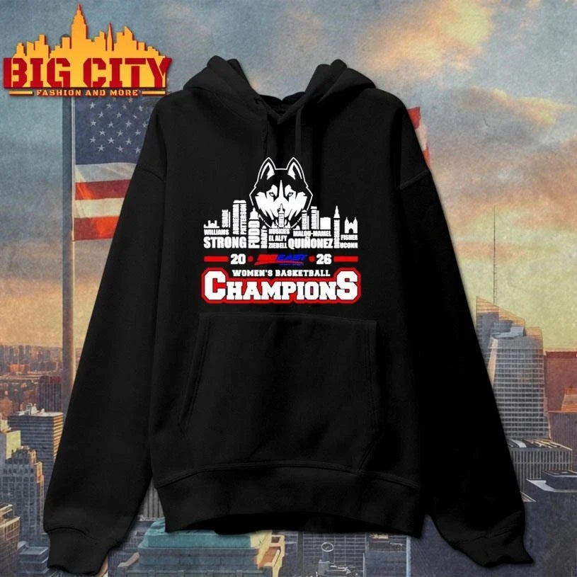 Uconn Huskies 2026 Big East Women’s Basketball Tournament Champions city skyline Shirt Unisex