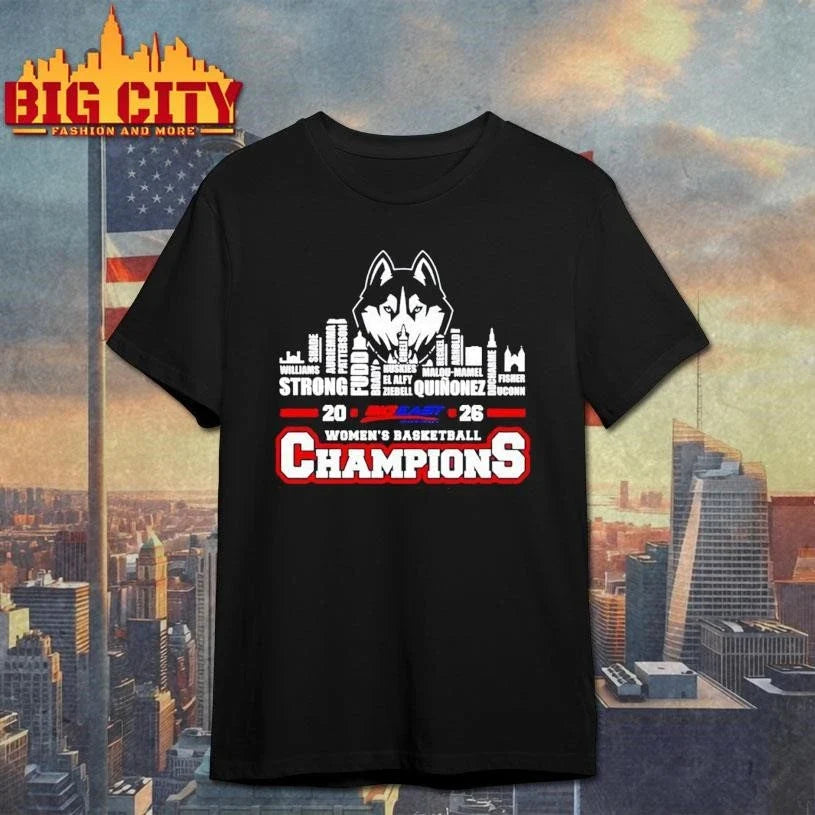 Uconn Huskies 2026 Big East Women’s Basketball Tournament Champions city skyline Shirt Unisex