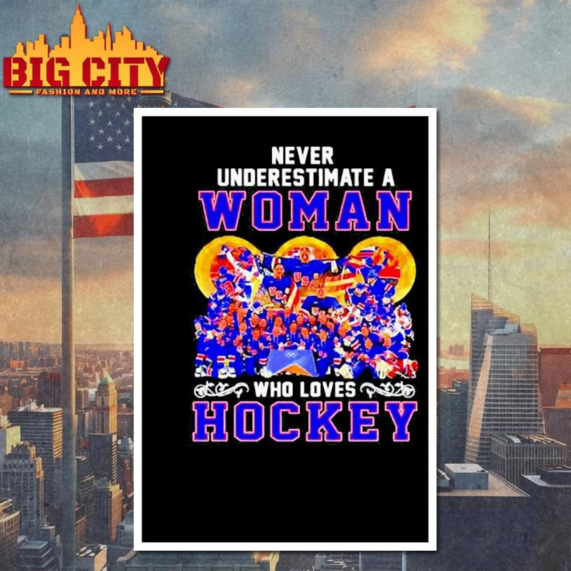 Usa women hockey never underestimate a woman who loves hockey graphic Shirt Unisex