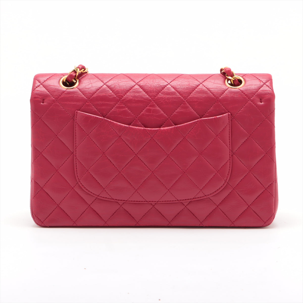 Chanel Matelasse Classic Double Flap 25 Dark Pink Lambskin Gold Metal Fittings 3 Series #2612