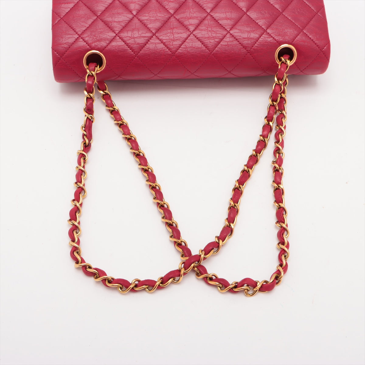 Chanel Matelasse Classic Double Flap 25 Dark Pink Lambskin Gold Metal Fittings 3 Series #2612