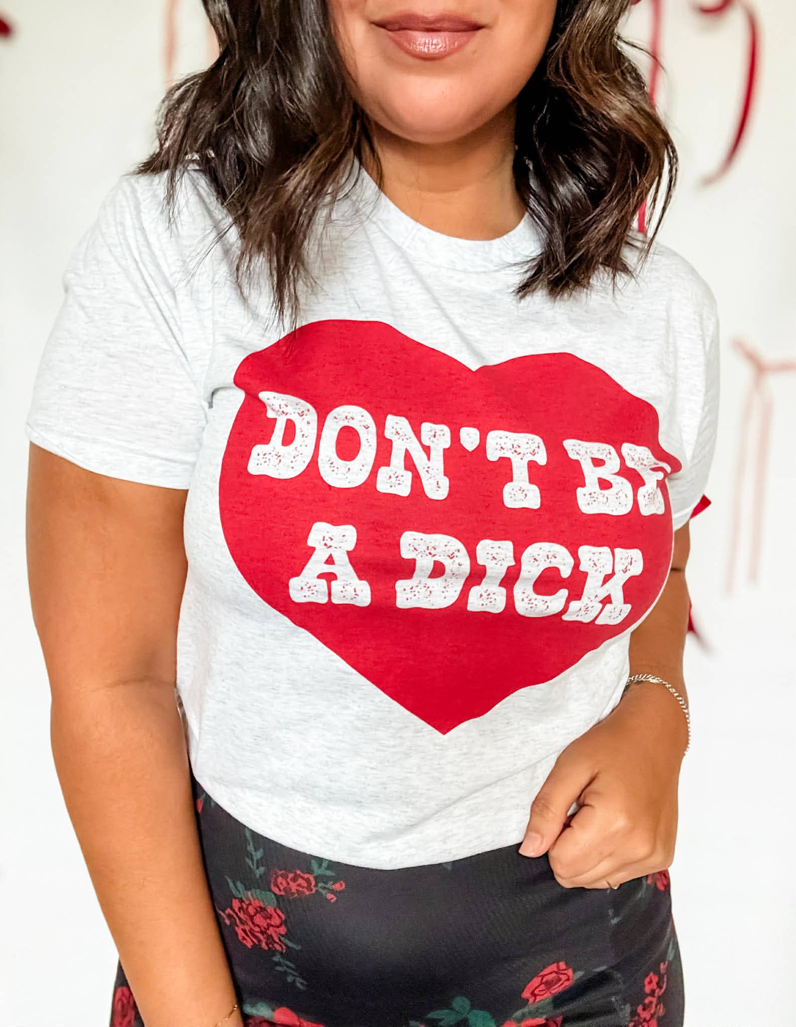 Funny Statement Graphic Tee with Heart Design, Valentine Tee