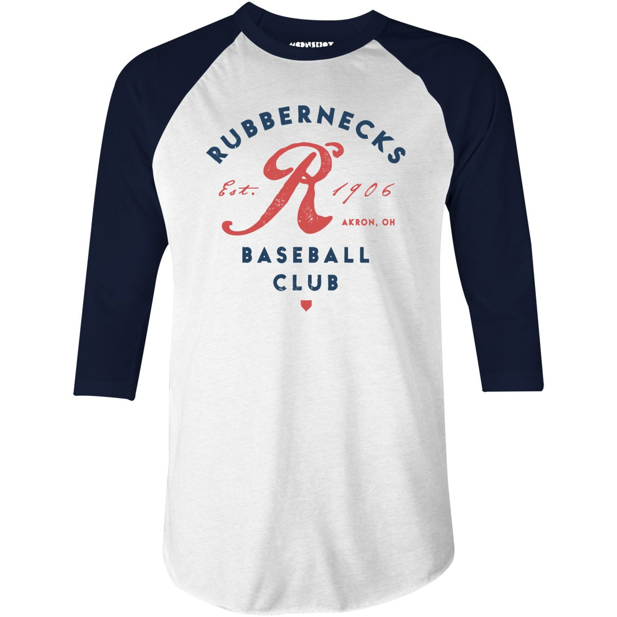 Akron Rubbernecks - Ohio - Vintage Defunct Baseball Teams - 3/4 Sleeve Raglan