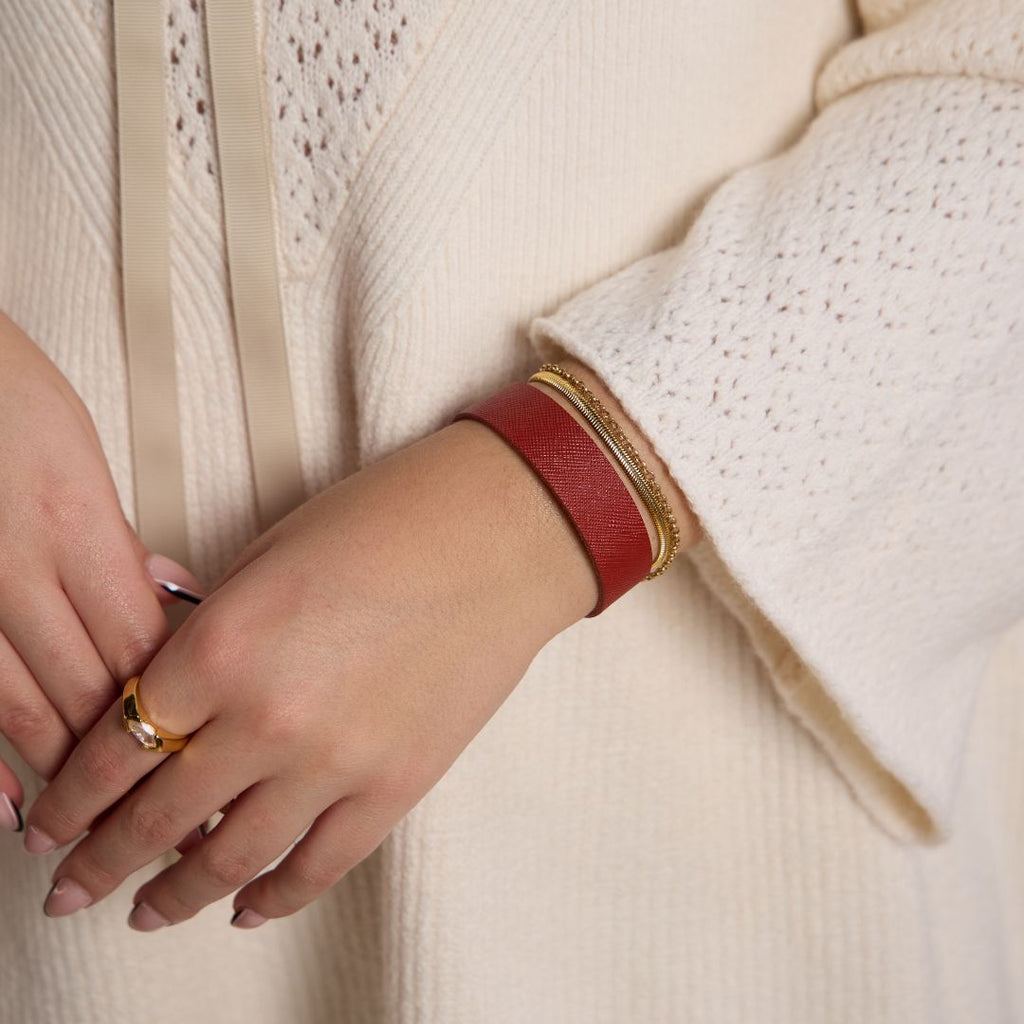 Auburn Thin Leather Cuff Bracelet