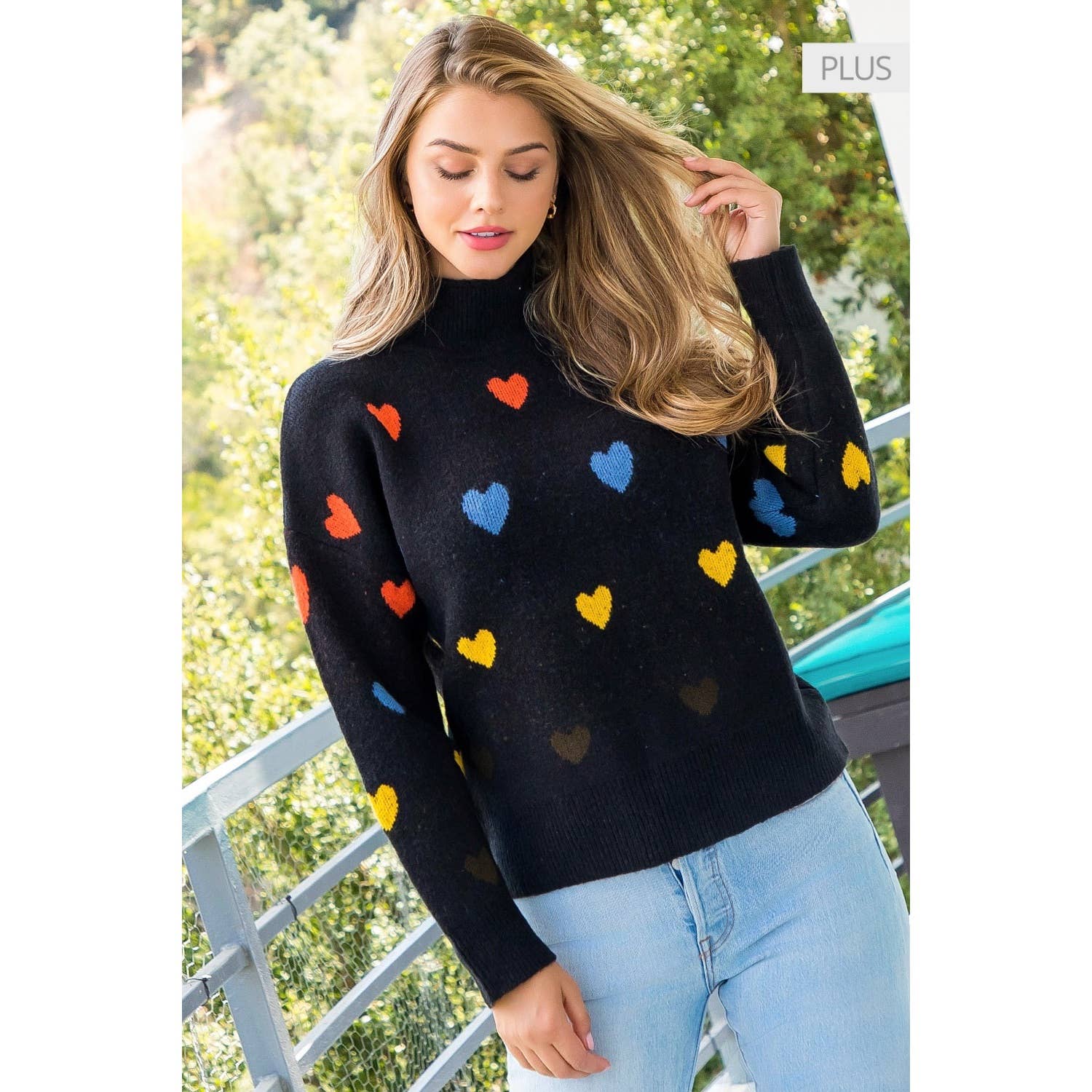 /Size Xl/ Multi Color Heart Knit Sweater