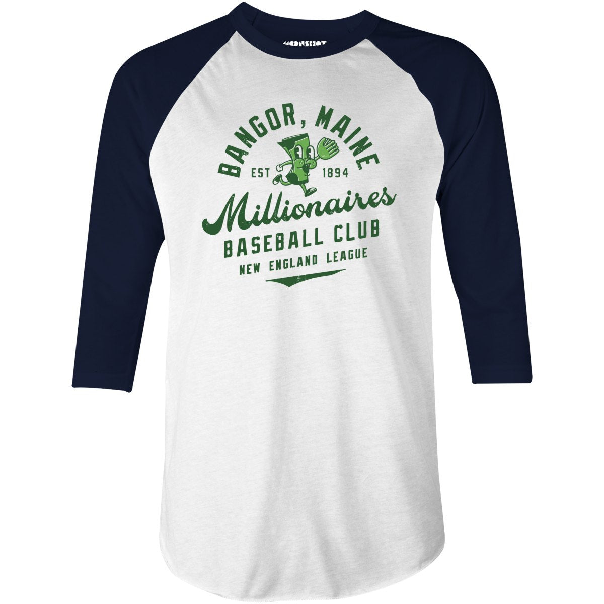 Bangor Millionaires - Maine - Vintage Defunct Baseball Teams - 3/4 Sleeve Raglan