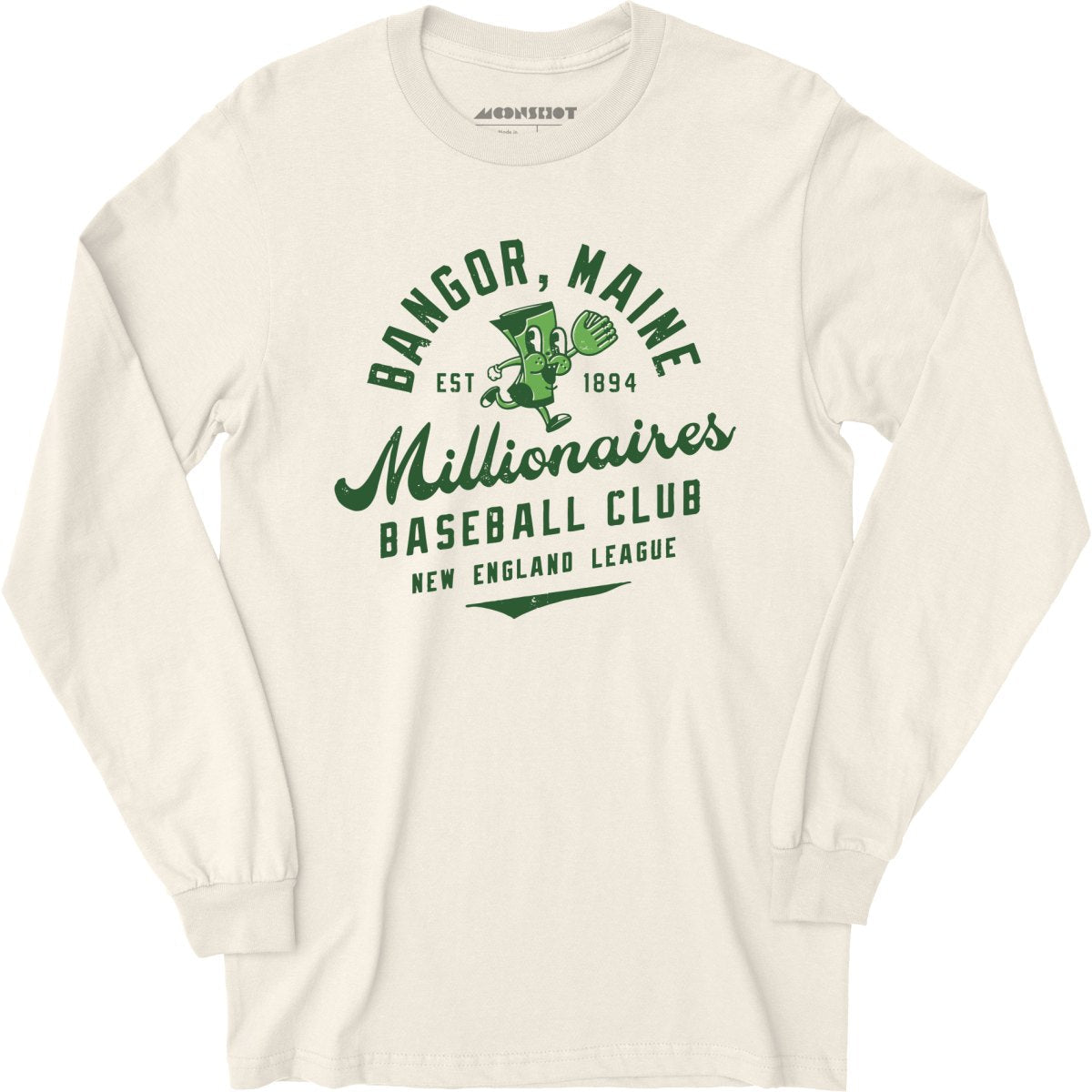 Bangor Millionaires - Maine - Vintage Defunct Baseball Teams - Long Sleeve