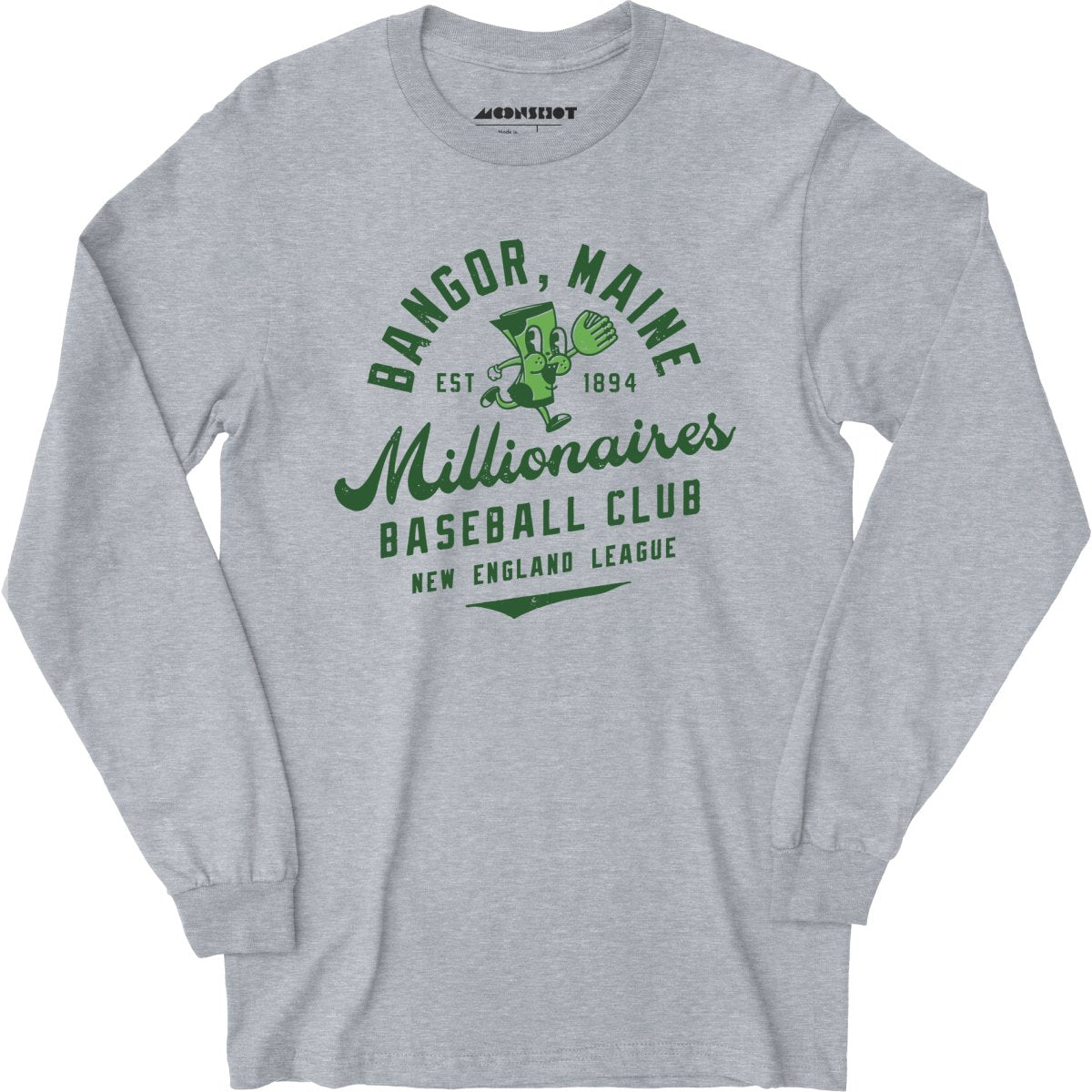 Bangor Millionaires - Maine - Vintage Defunct Baseball Teams - Long Sleeve