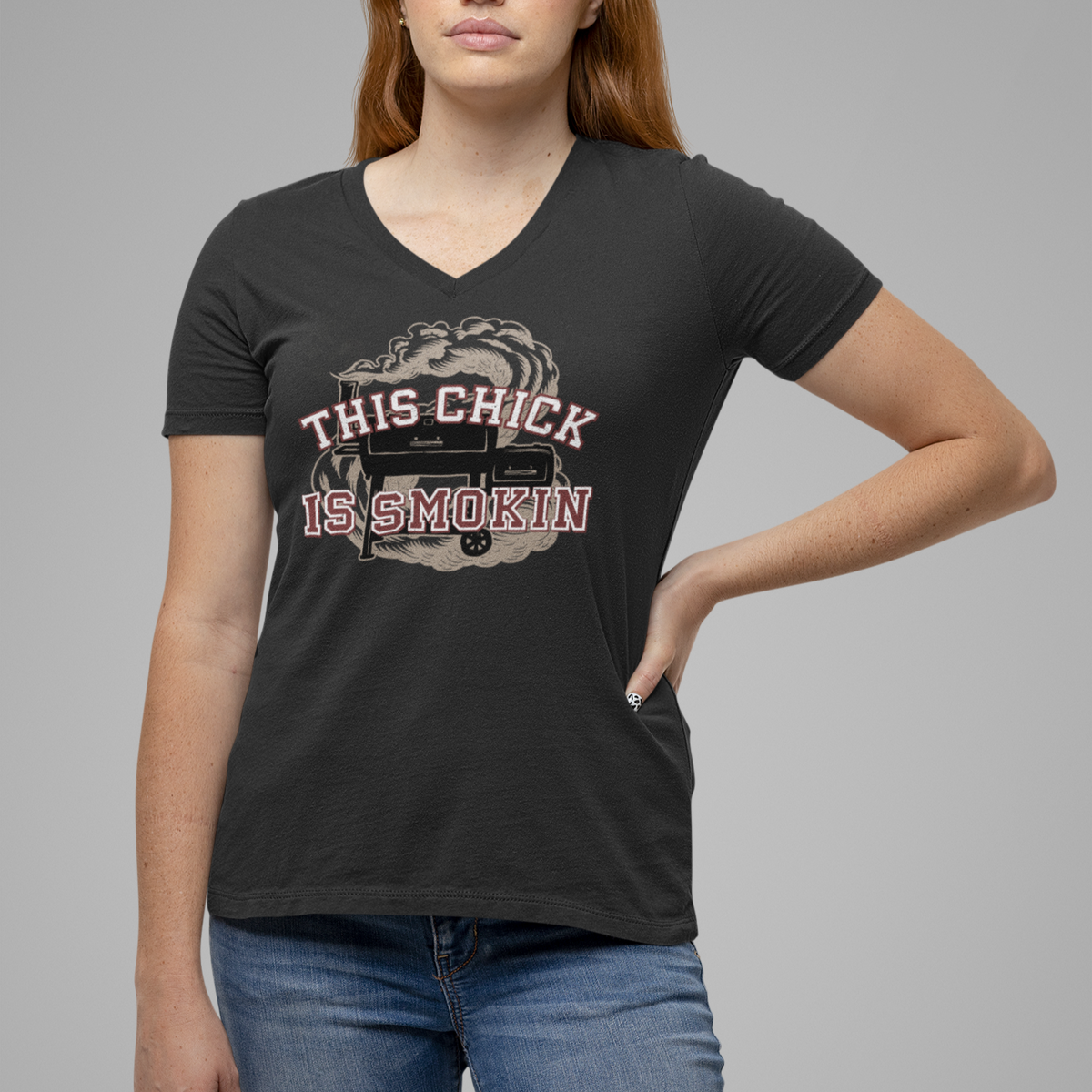 This Chick is Smokin Womenâ€™s Relaxed V-neck TEE