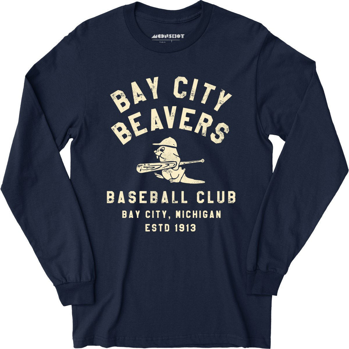 Bay City Beavers - Michigan - Vintage Defunct Baseball Teams - Long Sleeve