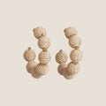 Beige Raffia Statement Hoops