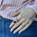 Black Oval Stone Ring in Silver