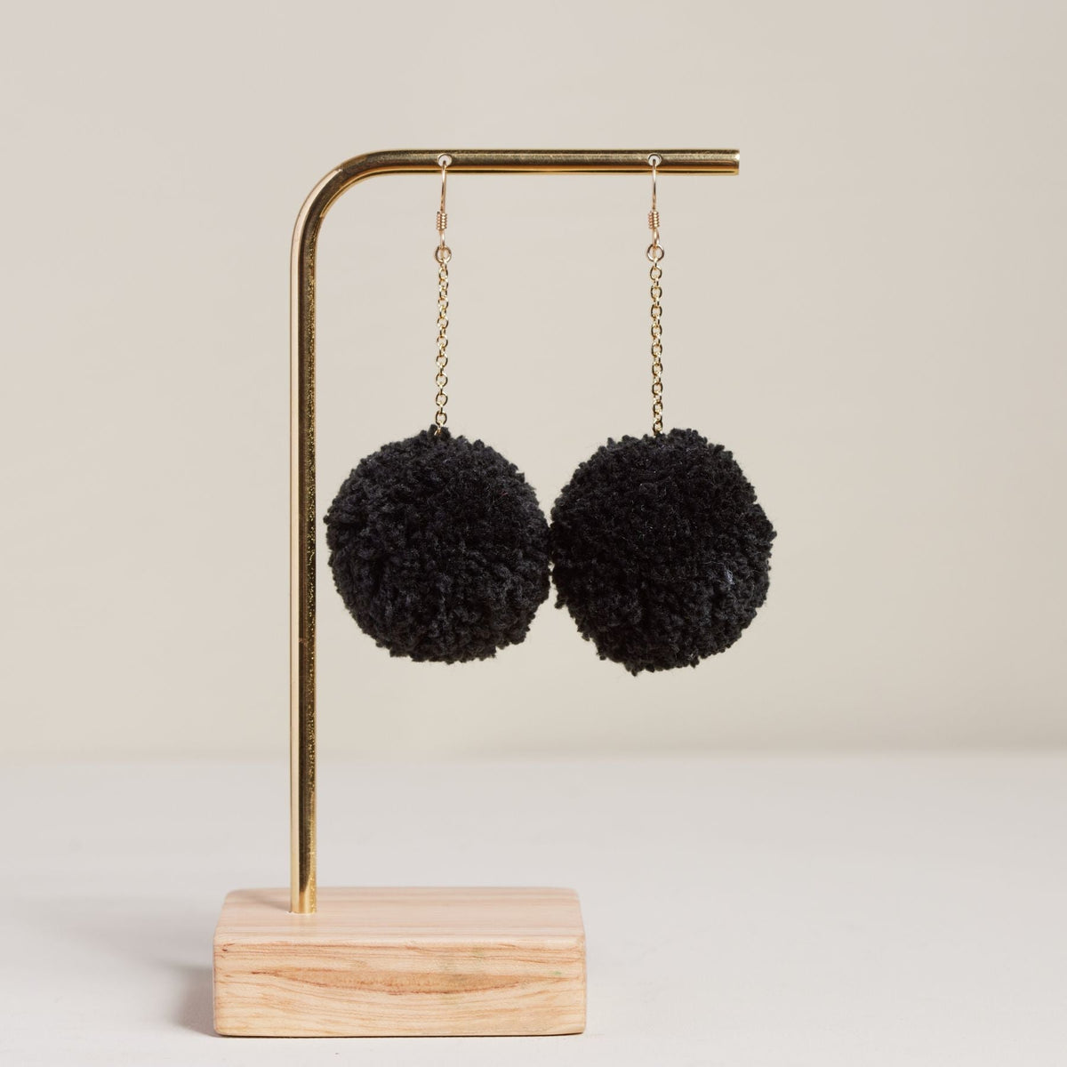 Black Pom Earrings
