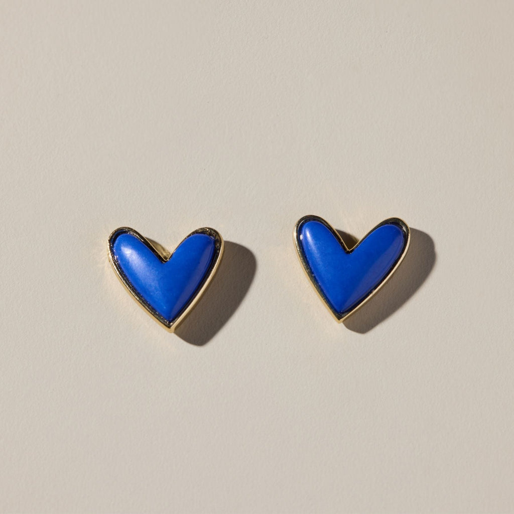 Blue Stone Sweetheart Studs