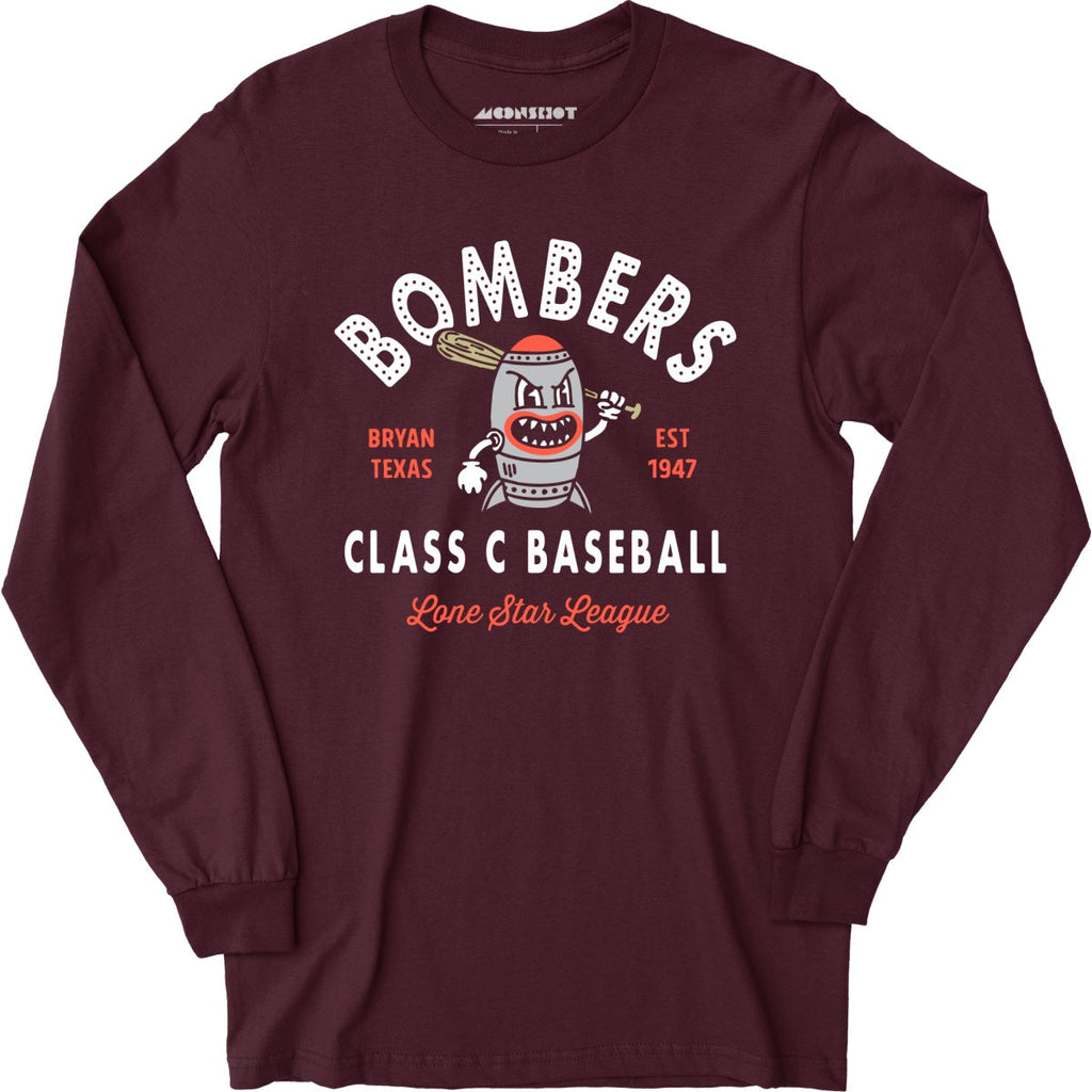 Bryan Bombers - Texas - Vintage Defunct Baseball Teams - Long Sleeve