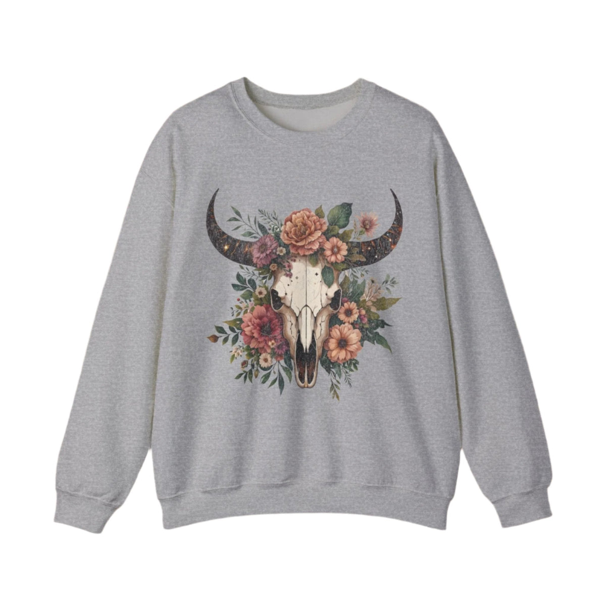 Bull Skull Flowers Western .
