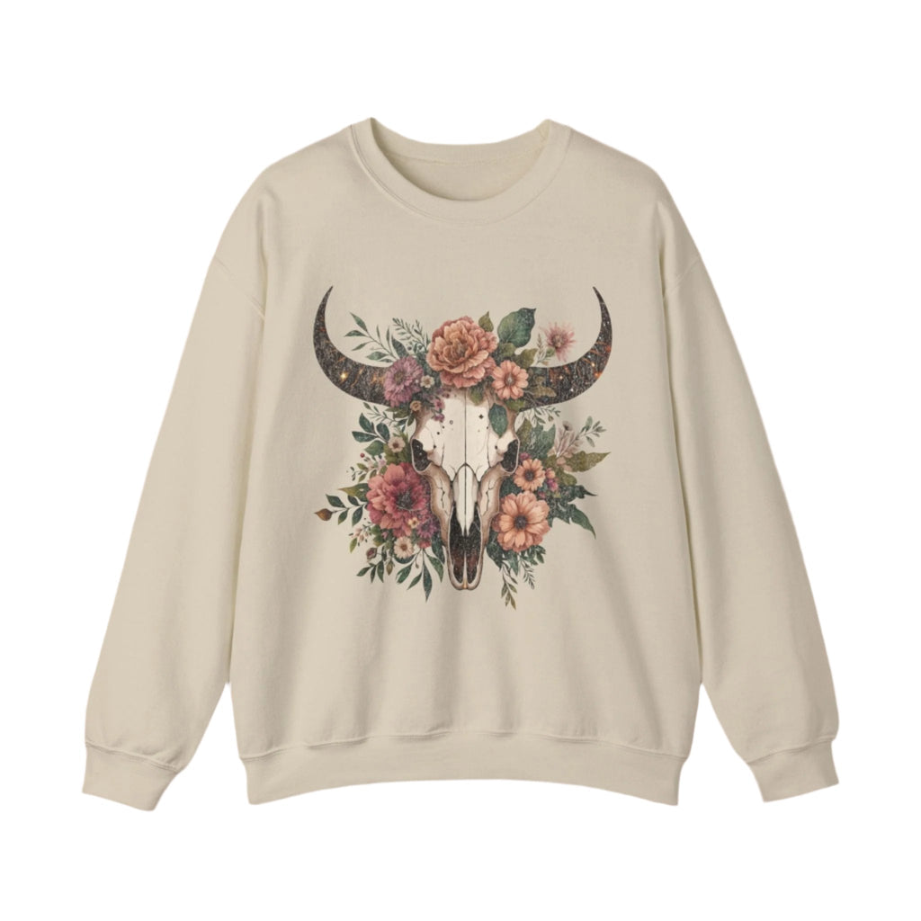 Bull Skull Flowers Western .