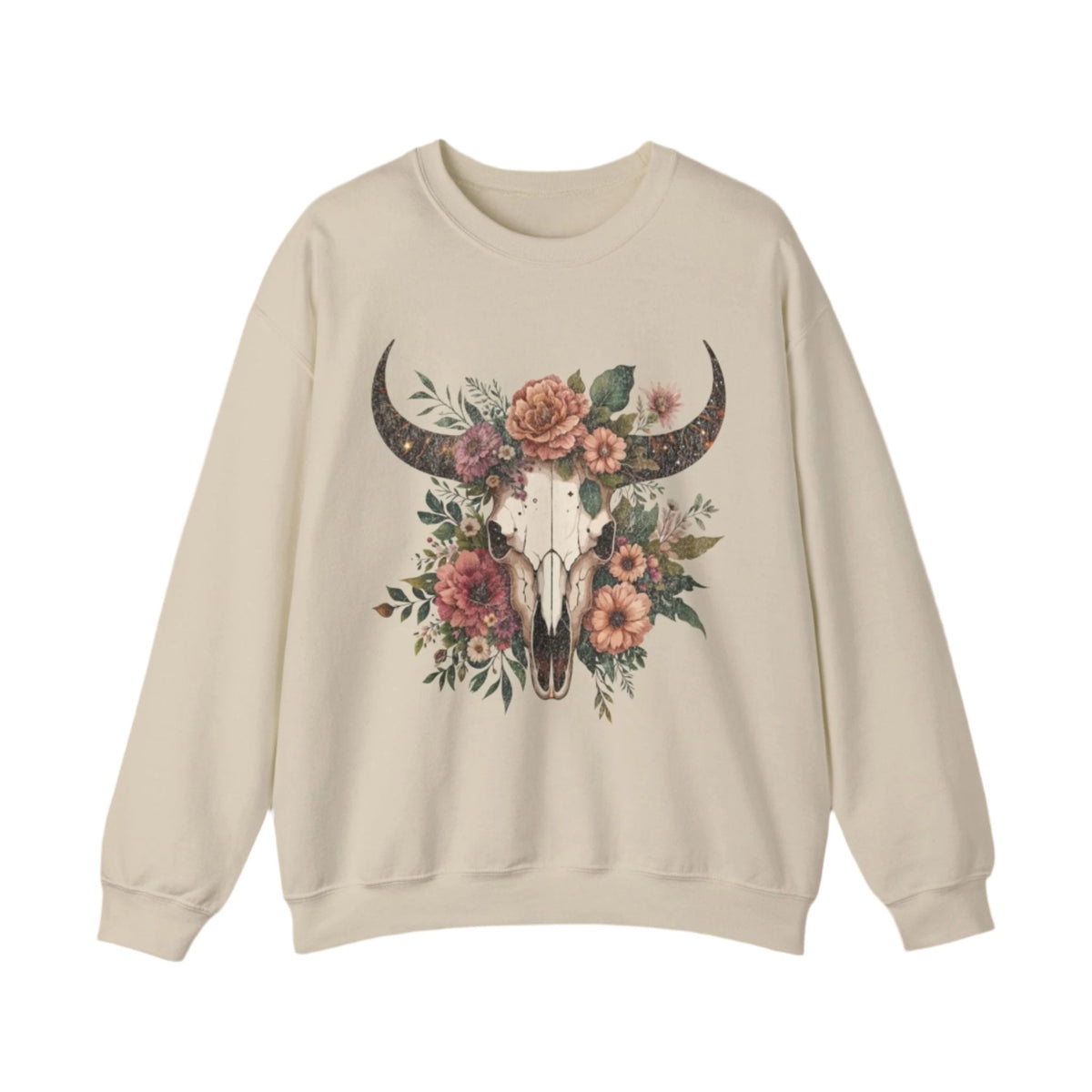 Bull Skull Flowers Western .