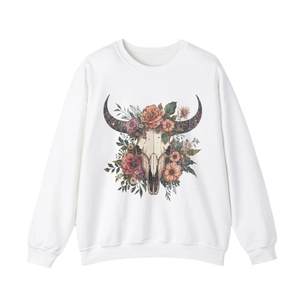 Bull Skull Flowers Western .