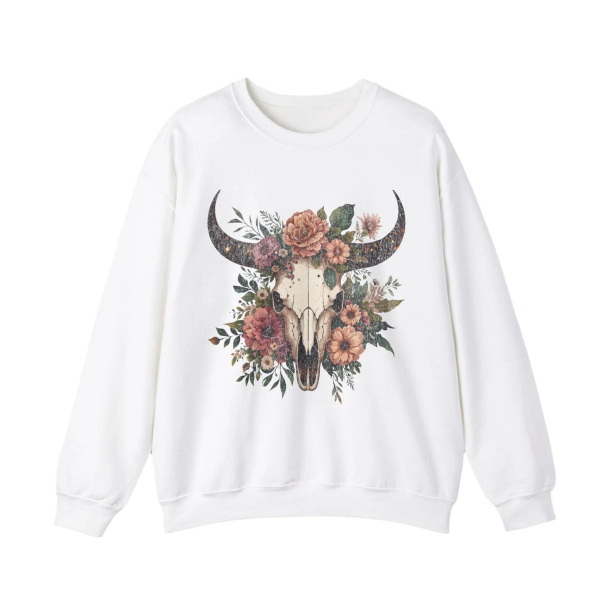 Bull Skull Flowers Western .