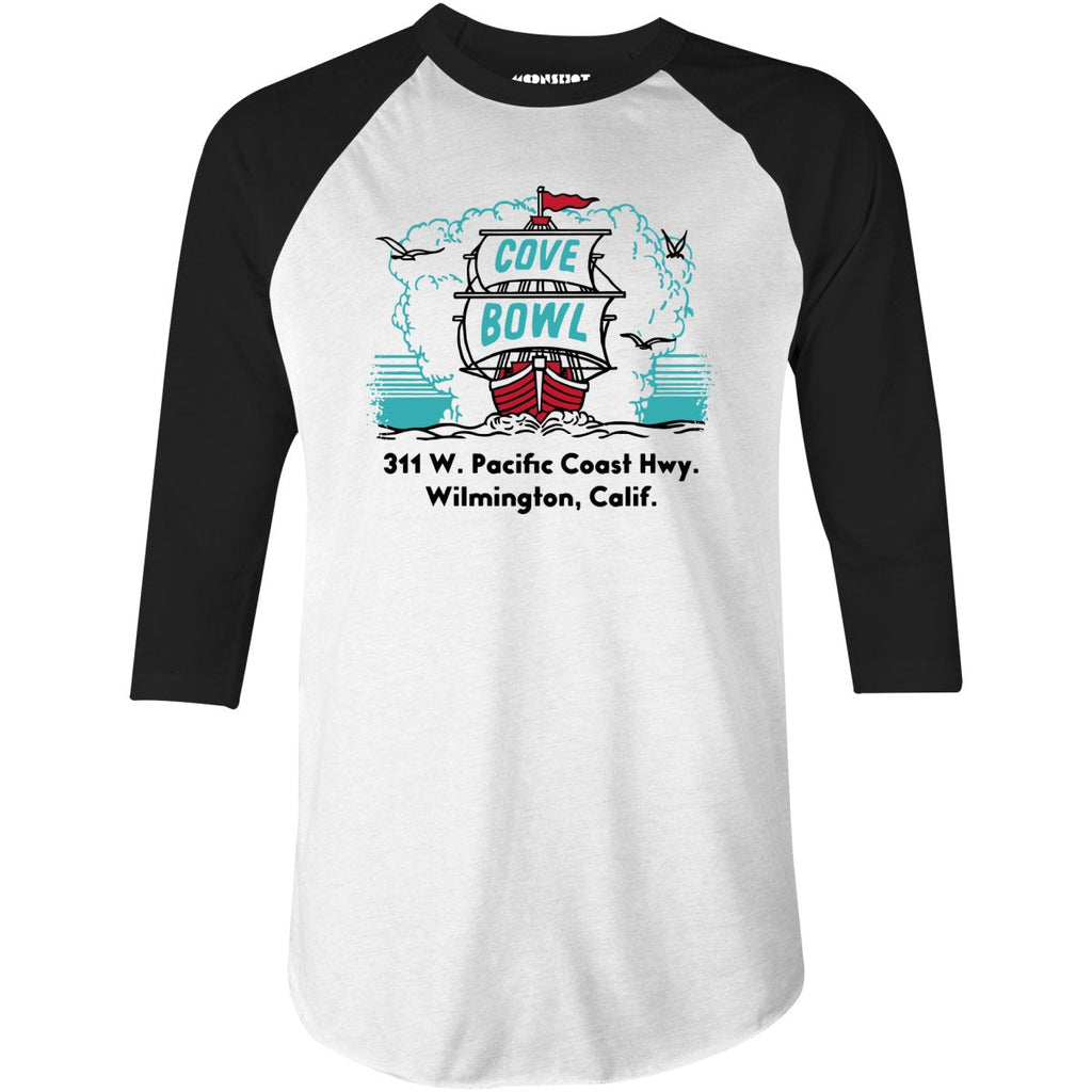 Cove Bowl - Wilmington, CA - Vintage Bowling Alley - 3/4 Sleeve Raglan