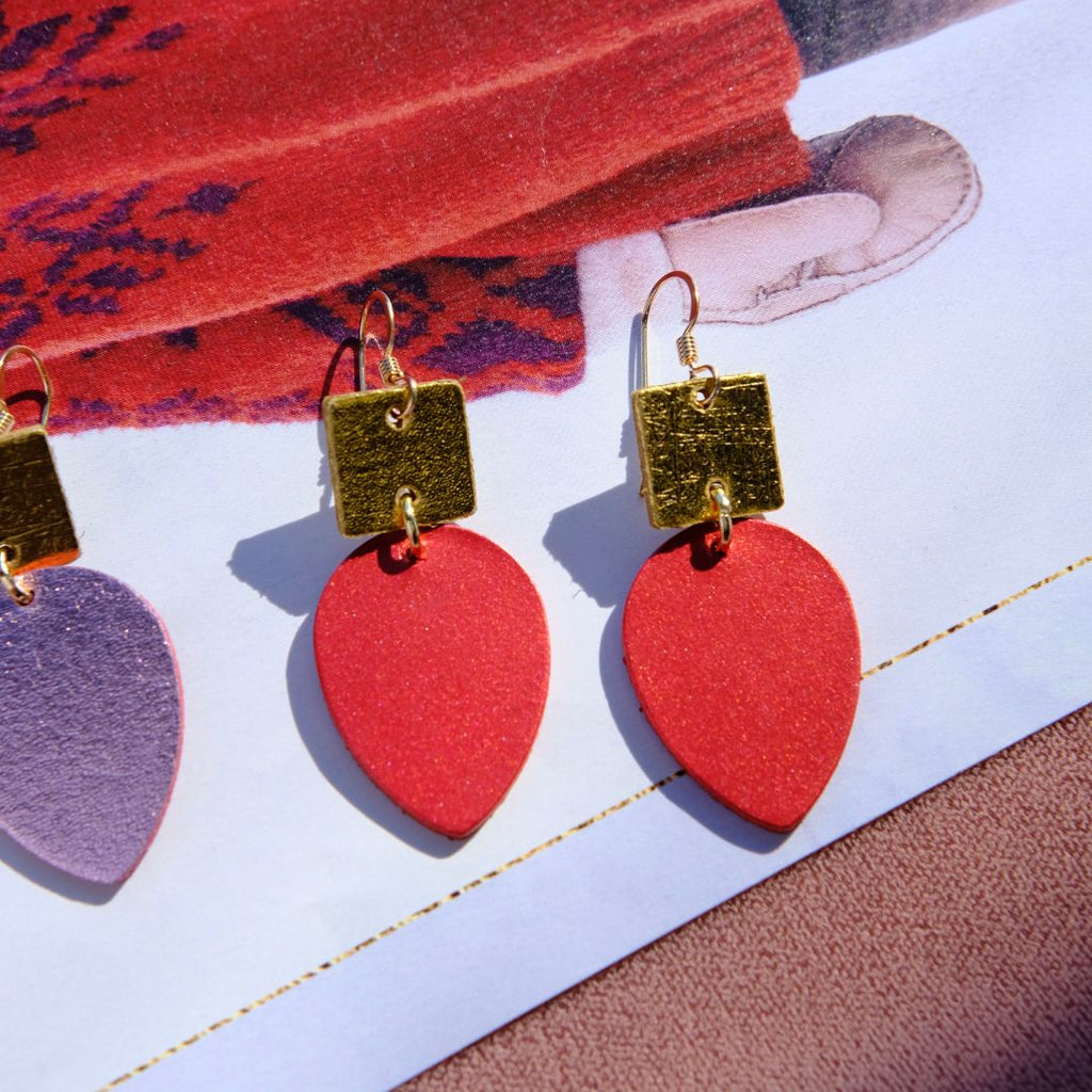 Crimson Shimmer Holiday Lights Statement Earrings