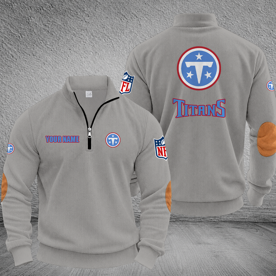 Customized Tennessee Titans Striped Half-Zip Sweatshirt