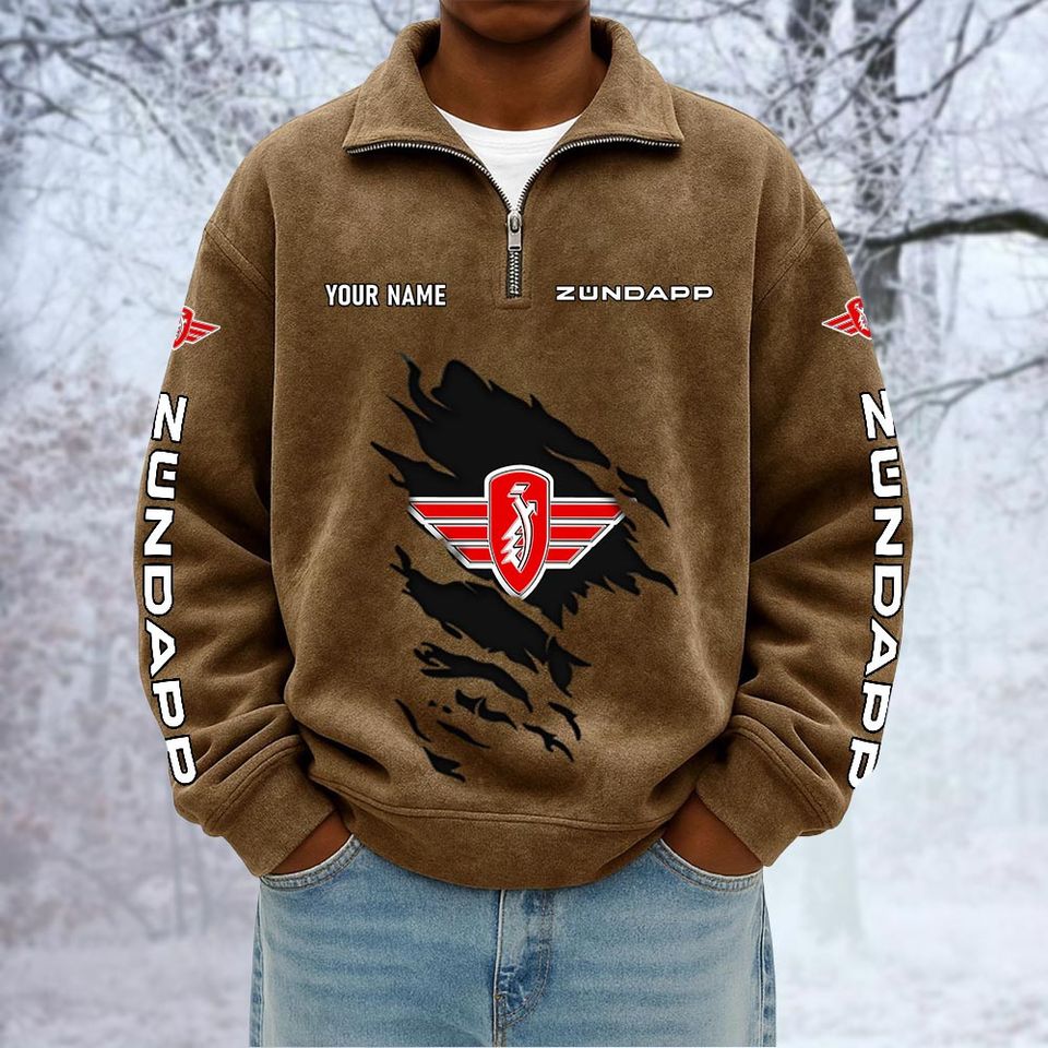 Zundapp Custom Name Quarter Zip Pullover Sweatshirt - Multicolor