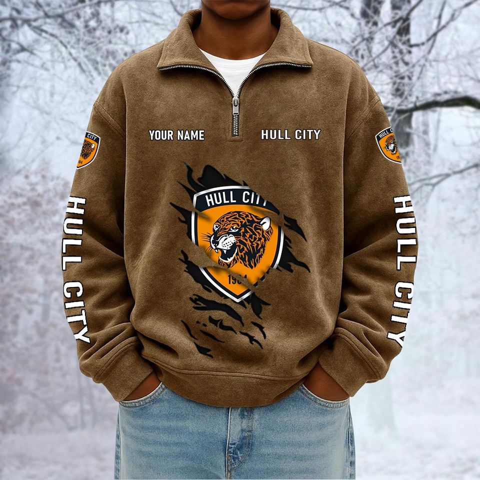 Hull City Custom Name Quarter Zip Pullover Sweatshirt - Multicolor