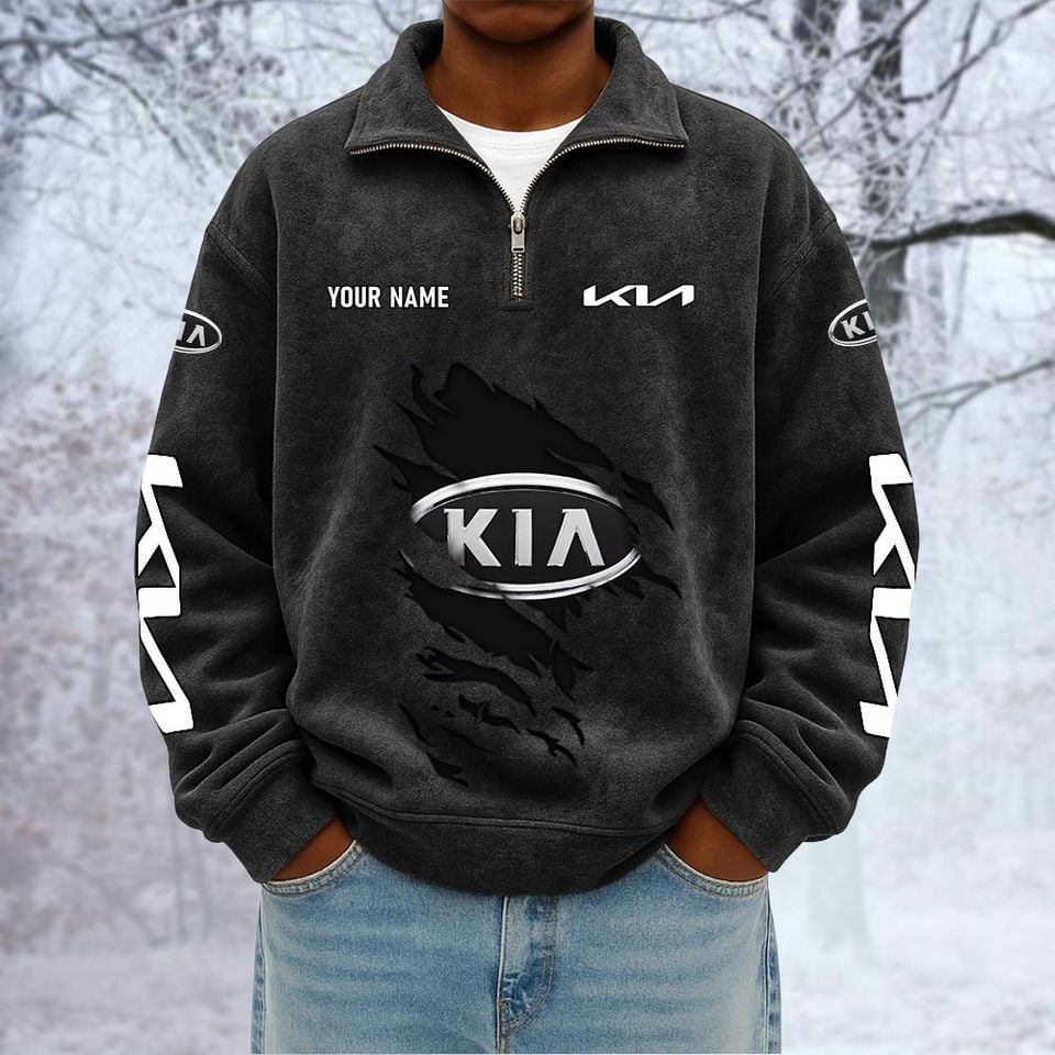 KIA Custom Name Quarter Zip Pullover Sweatshirt - Multicolor