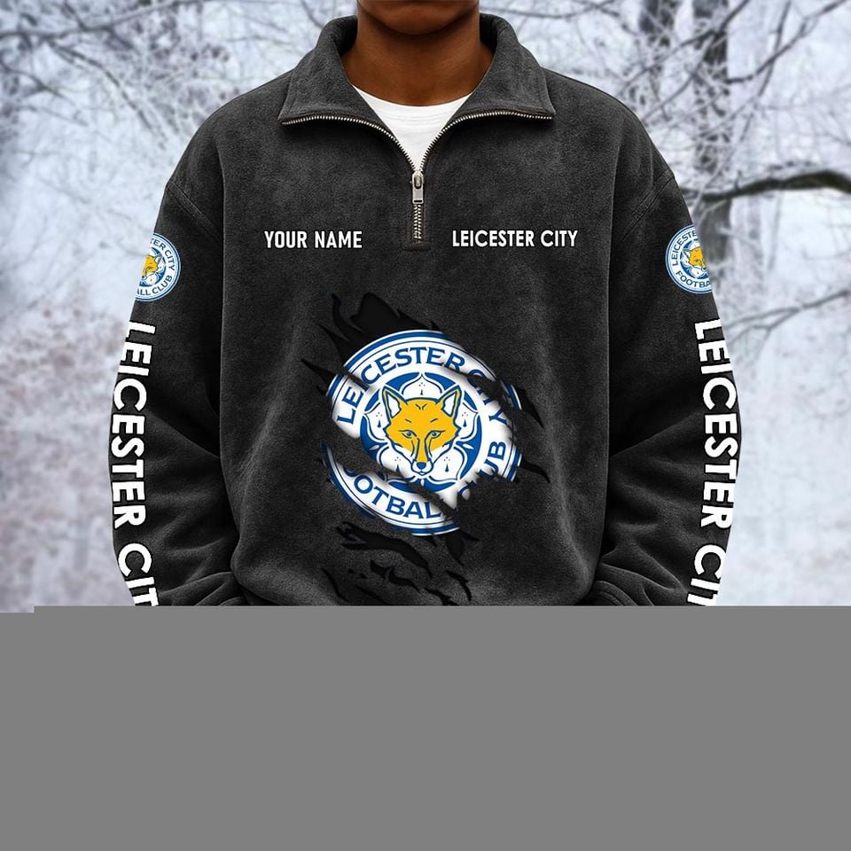 Leicester City Custom Name Quarter Zip Pullover Sweatshirt - Multicolor