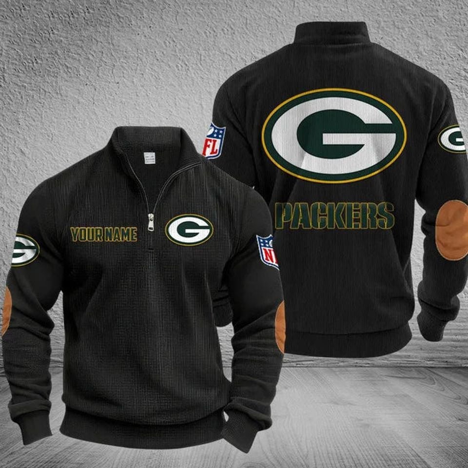 Customized Green Bay Packers Striped Quarter-Zip Sweatshirt