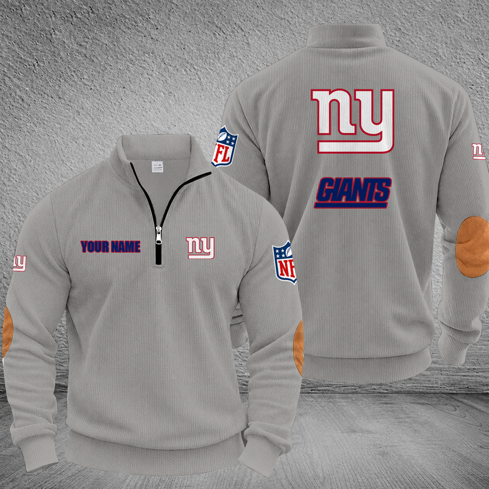 Customized New York Giants Striped Quarter-Zip Sweatshirt