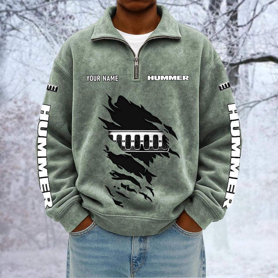 Hummer Custom Name Quarter Zip Pullover Sweatshirt - Multicolor