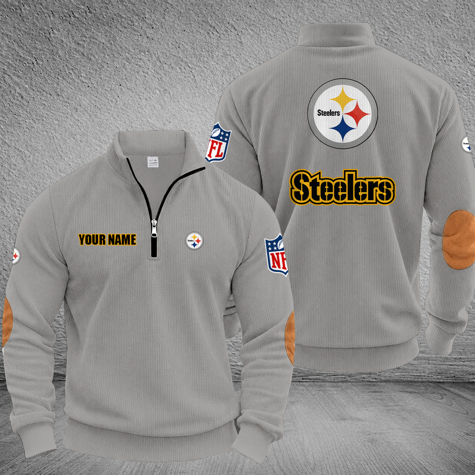 Customized football Pittsburgh Steeler Multicolor Striped Quarter-Zip Sweatshirt