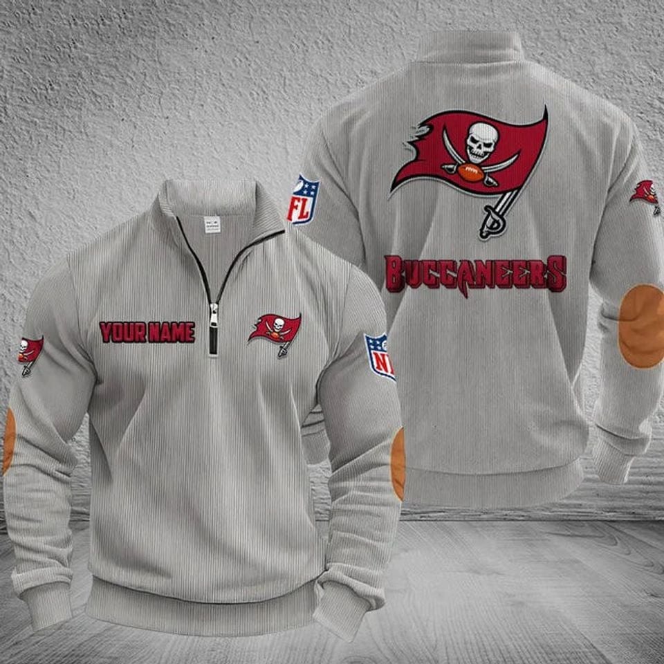 Tampa Bay Buccaneers Striped Quarter-Zip Sweatshirt